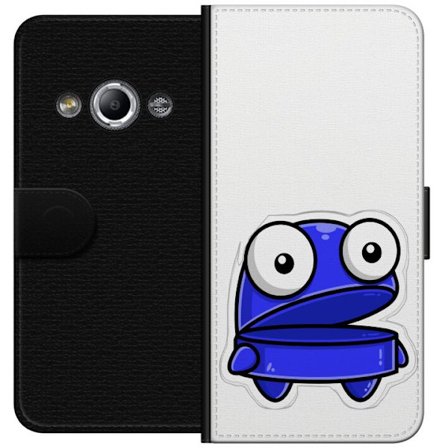 Kompatibel Tegnebogsetui til Samsung Galaxy Xcover 3 Blå tegneseriefigur med åbent udtryk og store øjne i sjov illustration