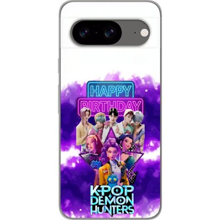 Kompatibelt Mobilskal till Google Google Pixel 8 HuntrX Neon Beats motiv med KPop Demon Hunters i en futuristisk stadsmiljö, neonljus, musik och star