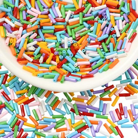 1.76 unssia (50g) lasiputkihelmiä 6.5~7mm×2mm. Lajitelma irtonaisia pieniä pitkiä putkihelmiä ja välihelmiä korujen, kaulakorujen, rannekorujen, 