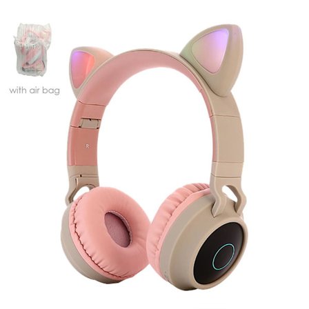 Cute Cat Ear Headset LED Trådlösa Bluetooth-kompatibla hörlurar med mikrofon Glödande hörlurar för barn Presenter döttrar tjejer