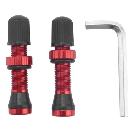 2 stk. Cykel Schrader A/V Ventiler 40mm CNC Bearbejdet Anodiseret Nippel til Racercykel Slangeløse Fælge, Rød