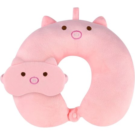 Rejsepude sød rejsehals pude sovemaske bærbar rejsepude rejse U-formet pude nakkestøtte camping rejseflyvning pude pink