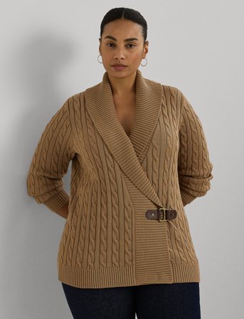 Lauren Women Buckled Cotton Sweater - Brown - 54-56