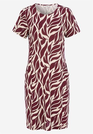 Cellbes of Sweden - Trikåklänning med fickor - vinröd / mönstrad - för damer - 50/52