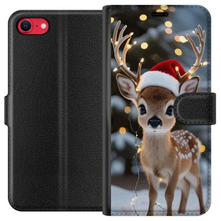 Kompatibel Tegnebogsetui til Apple iPhone 8 Sød rensdyr med nissehue og lyskæde jule rensdyr sød vinter festlig kawaii ferie snehygge kunst