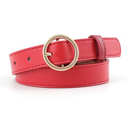 Kvinner belter Flerfarget belte Mote rund spenne Uformell dekorativ kjole Jeansbelte Red-Gold Buckle 105x2.3cm