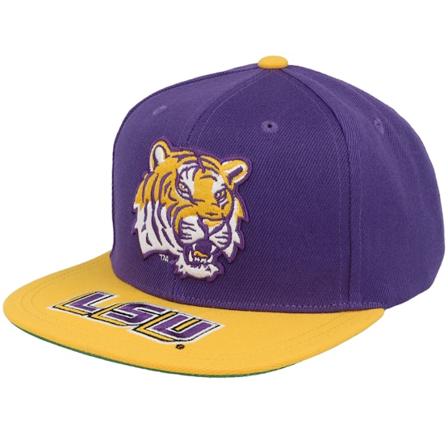 Mitchell & Ness - Louisiana State Univeristy Tigers Logo Bill Purple/Yellow Snapback Snapback Purple Cap - College @ Hatstore