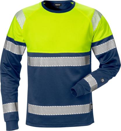 Fristads Herr Varsel långärmad T-shirt 7519 THV, klass 1, Varsel Gul/Marinblå