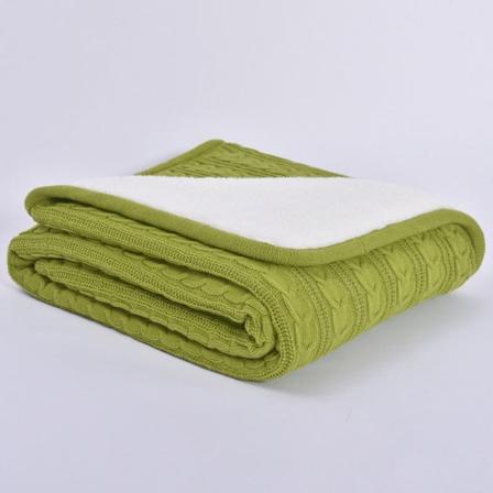 Fleece-fôret tviststrikket ullteppe Kontorlur Teppetrekk Teppe Sofatrekk i ren bomull Fruit Green 70*100cm