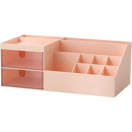 Sminkeorganisator, Sminke-/Kosmetikkorganisator, Mini Skrivebordsoppbevaring for Kontorrekvisita, Baderomsbenk eller Kommode, Rosa