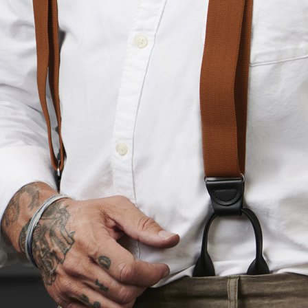 Wide Brown Split Button Braces for Men - Button braces