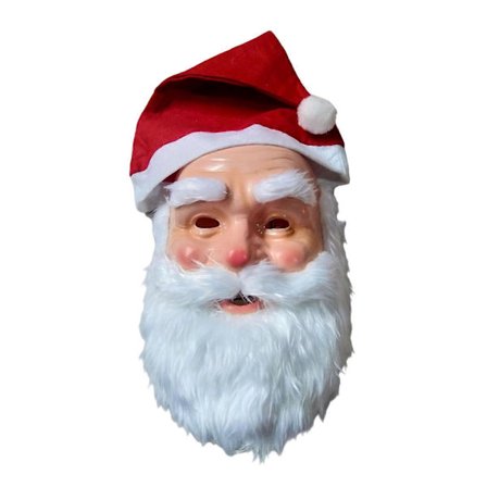 Julemand Maske til Mænd Kvinder Fuld Ansigt Julemand Maske med Julemandshat og Skæg Julemand Kostume Tilbehør til Jul