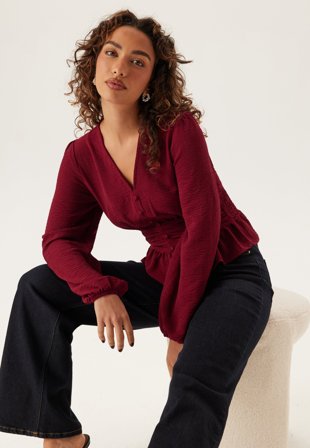 BUBBLEROOM-V-neck Button Blouse-XL