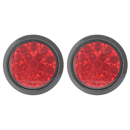 2 st 12V-24V 16LED Bil Runda Röda Bakljus Dimljus Bakre Stopp Broms Körning Backlampa för Lastbil