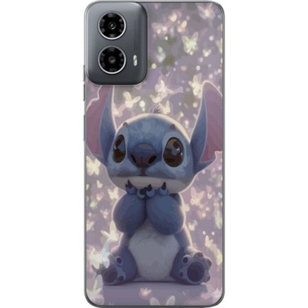 Motorola Moto G34 Gennemsigtig cover Stitch sød kawaii sommerfugle lys magisk Disney