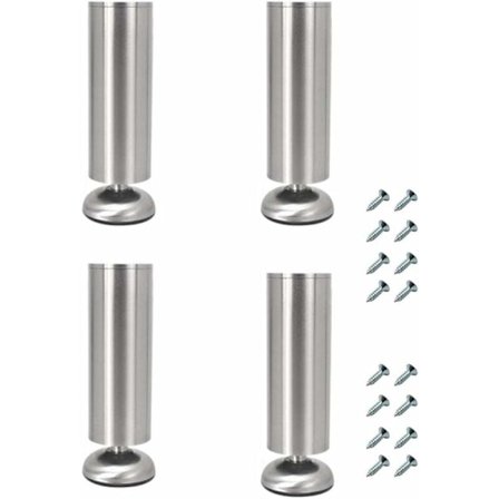 Set med 4 justerbara möbelben i rostfritt stål, 25 cm tjocka, för TV-bänk och soffa