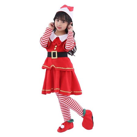 Jul Barn Elf Cosplay Kostym Pojkar Flickor Xmas Party Fancy Dress Up Outfit