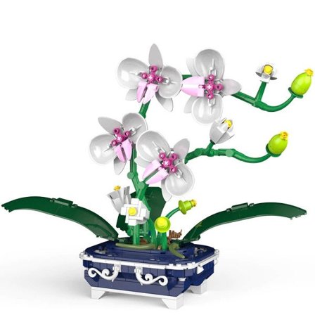 Mini orkide potte planter bygge klodser venner simulering blomst orkide mursten hus pynt legetøj til barn