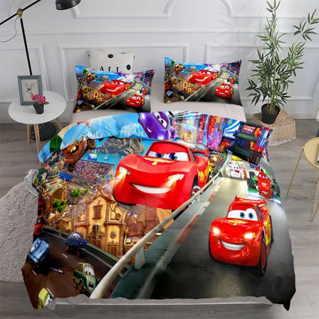 Täcke med digitaltryck av tecknade bilar [GPA]