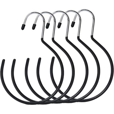 Bältesringhängare Halsdukshängare, Multifunktionell Hängkrok Garderobsorganisatör för Bälten, Sjalar, Scarves, Slipsar, Hatthylla (5-pack, Svart)