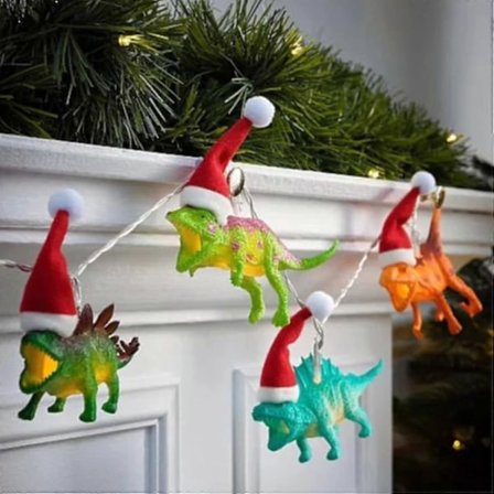 10 LED Jule-Dinosaur-Lyslenker, 1,5m Julefest-Tilbehør, Dinosaur-Batteridrevne Lys