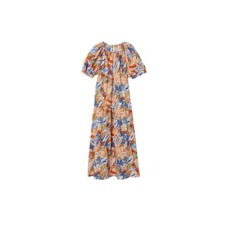 Mango Midi printed Kjole Orange, Dame