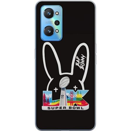 Kompatibel Mobilcover til Realme GT Neo2 Bad Bunny portræt med åben skjorte, tatoveringer og krøllet hår i stilfuld modefotografering