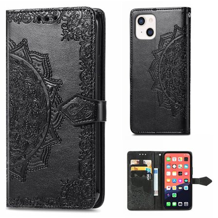 Mandala iPhone 13 læderetui - Sort