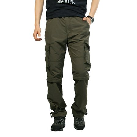 Sommar Tunna Snabbtorkande Byxor Herrar Avtagbara Tvådelade Byxor Utomhus Sport Multi-ficka Cargo Byxor Casual Långa Byxor