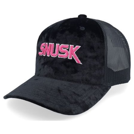 Iconic - Svart trucker Keps - Snusk 3d Pink Logo Velvet Black Trucker @ Hatstore