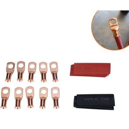 10 st AWG US Gauge T2 tunga kopparkontakter, kallpressade, 8*3/6, med krympslang