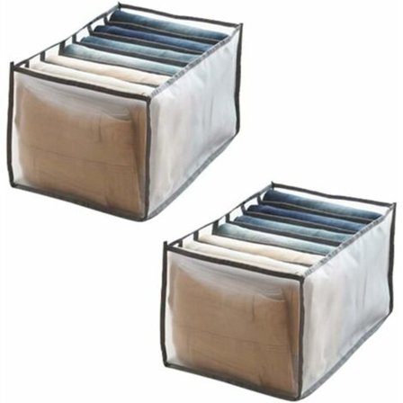 Fällbar Låda Organizer, 2-pack Förvaringslådor med Fack, Byrå Låda Organizer, Garderob Låda, Tvättad, Andas