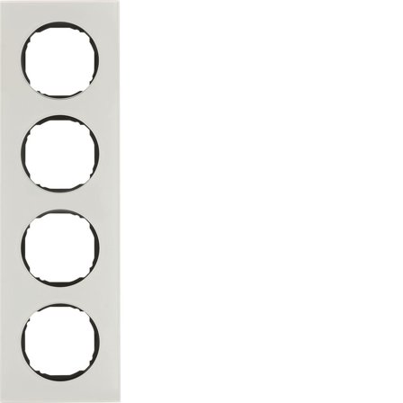 Hager 10142609 Dekkramme R.8, glass, hvit 4 rom, Strømbrytere & vegguttak