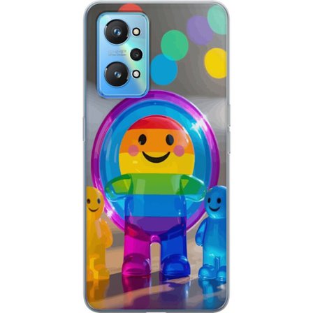 Yhteensopiva Puhelinkuori Realme GT Neo2 Pastellivärinen yksisarvinen, jolla on sateenkaaren harja ja suuret silmät taianomaisessa talviympäristös