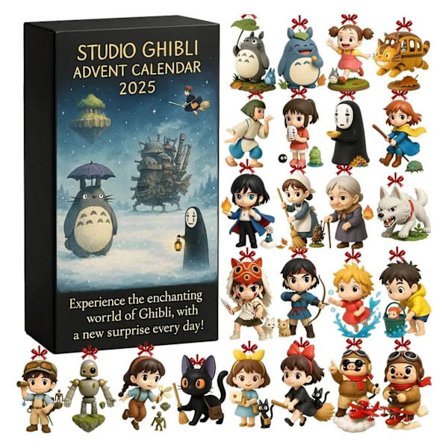 Studio Ghibli Julekalender 3D Overraskelsesboks til Fans Børn Jule Nedtællings Gavesæt
