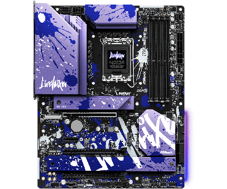 ASRock Z790 LiveMixer DDR5, ATX LGA1700, 1x M.2 PCIe 5.0, 4x M.2 PCIe 4.0, 1x USB 3.2 Type-C, 2x USB 3.1 Type-C, 2.5GbE LAN