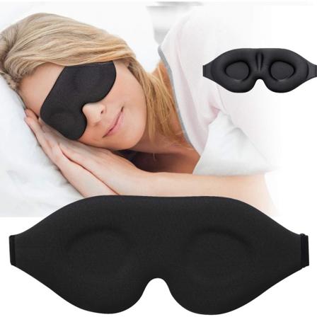 Ny 3D-sömnmask, unisex, formgjuten ögonmask med justerbara remmar, svart