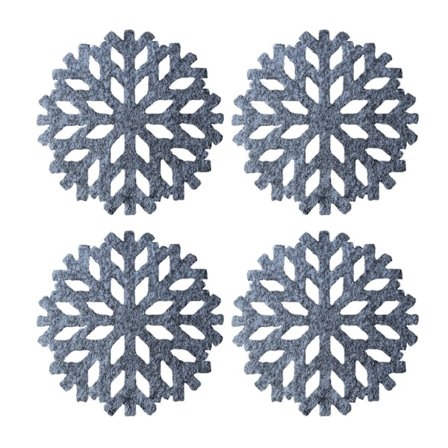 4 delar runda glasunderlägg Christmas Snowflake Coaster Bra Absorberande 4'' Cup Mats