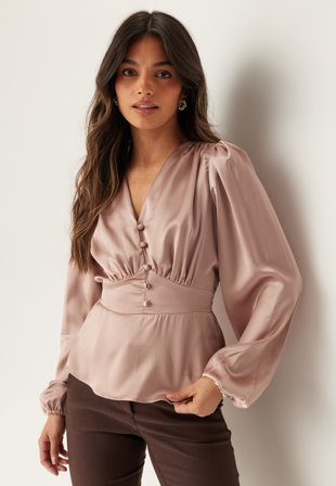 BUBBLEROOM Satin V-neck Blouse Klær