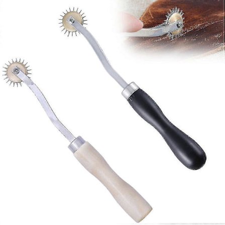 Sporhjul med taggete mønster, sporingshjul, perforator, prikkehjul, lærperforeringsverktøy for søm, 1 stk