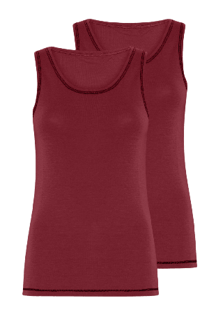 Dovre 2-pack 100% Merinoull, Topp Med Breda Remmar, Röt Linnen Dam Röd XXL