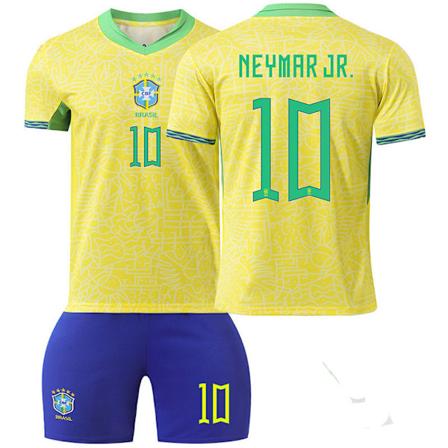 24-25 Brasil hjemmefotballdrakt kort ermet fotballuniformsett - Neymar L(175-180cm)