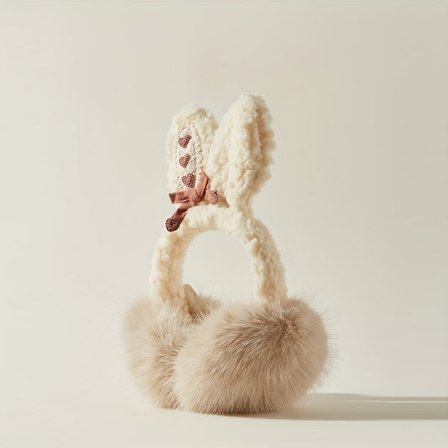 Dame Kaninører - Myke, plysj ørevarmere for vinteren med fluffy kaninører, vindtett beskyttelse mot kulde