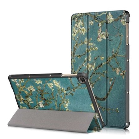 Huawei MatePad T10 mönstrat trefaldigt läderfodral - Aprikosblomma