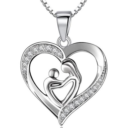 18 karaatin valkokulta kaulakorut Lmell naisille, rakkaus sydän riipus Lmell Swarovski Element lahjana