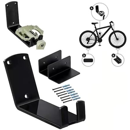 3 I 1 Cykelväggfäste för Landsvägscyklar MTB E-cyklar Cykelstöd Cykelväggfäste Pedalhållare-1 x Stödhållare Lastkapacitet 32 kg longziming