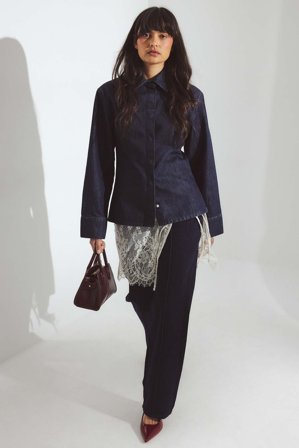 Victoria Quitzau x NA-KD Chemise ajustée en jean - - Bleu - EU 36