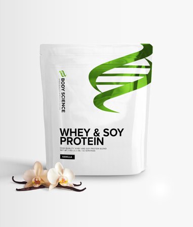 4 x Body Science Whey & Soy Protein - Vanilla - 1kg - Proteinpulver