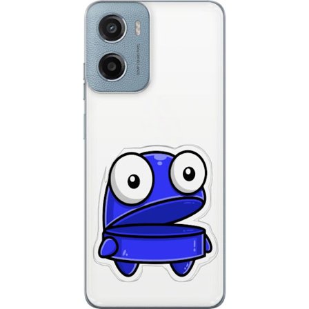 Kompatibel Mobilcover til Motorola Motorola Moto G05 Blå tegneseriefigur med åbent udtryk og store øjne i sjov illustration