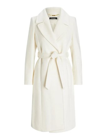 Belted Wool-Blend Wrap Coat Cream Lauren Ralph Lauren